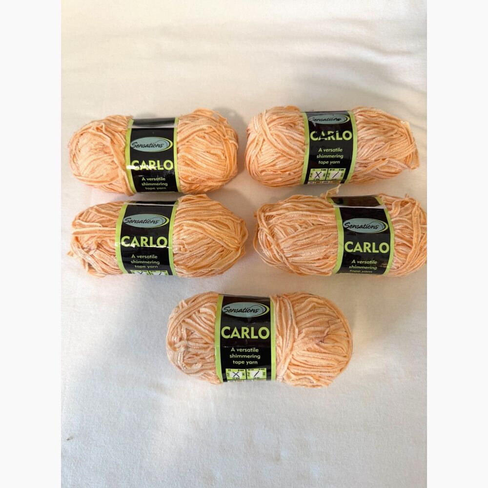 Sensations CARLO Shimmering Tape Yarn ~ Orange ~ 1.75 oz. Each ~ Lot of 51